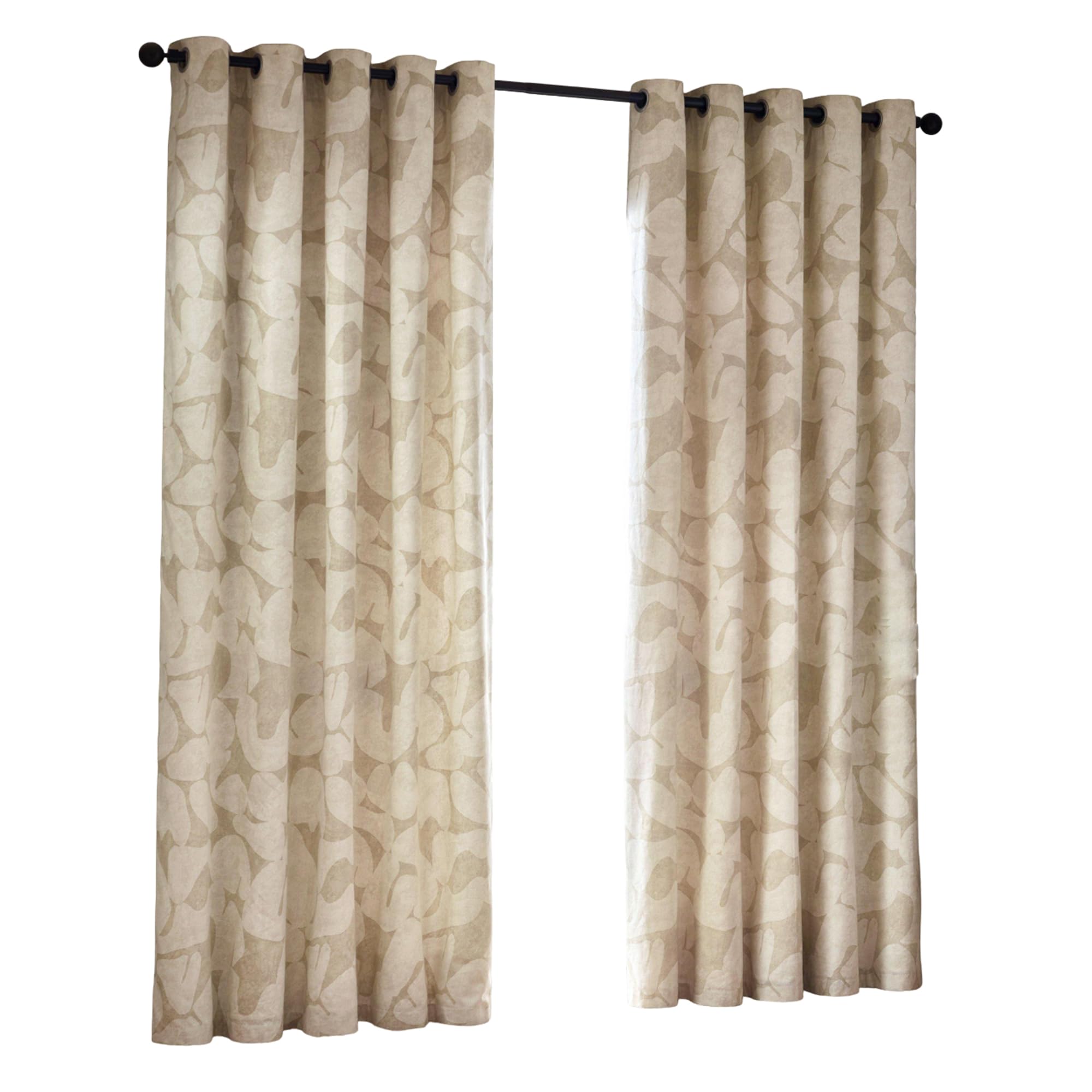 furn. Hoem Brinn Abstract 100% Cotton Lined Curtains - Natural (168cm Width x 137cm Drop), W 66.1" x L 53.9" (2 Panels)