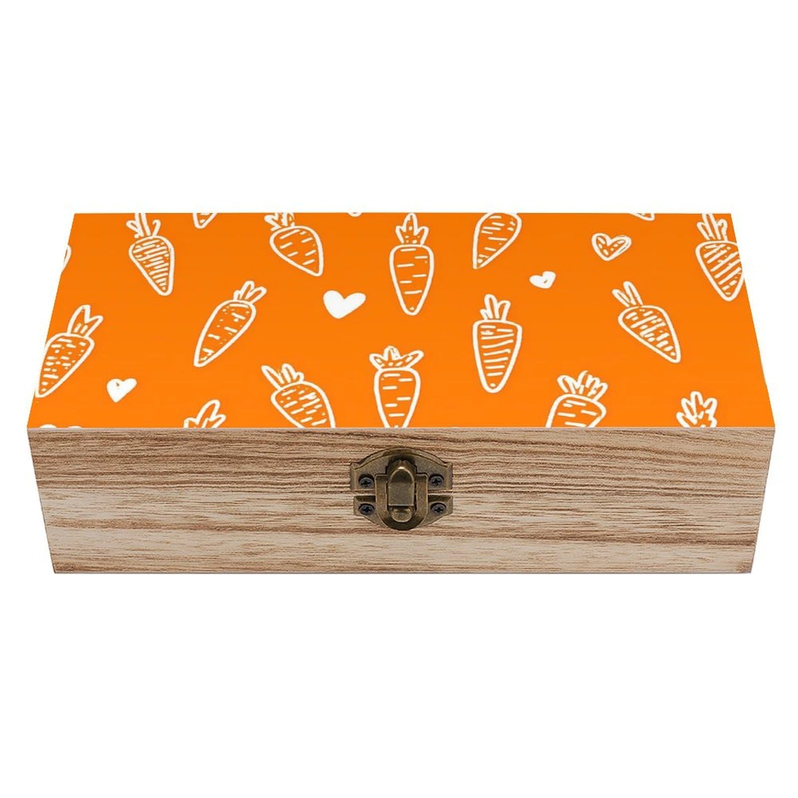 HLBSDM Carrot Lover Wooden Storage Box Craft Memory Keepsake Treasure Chest Box Jewelry Organizer