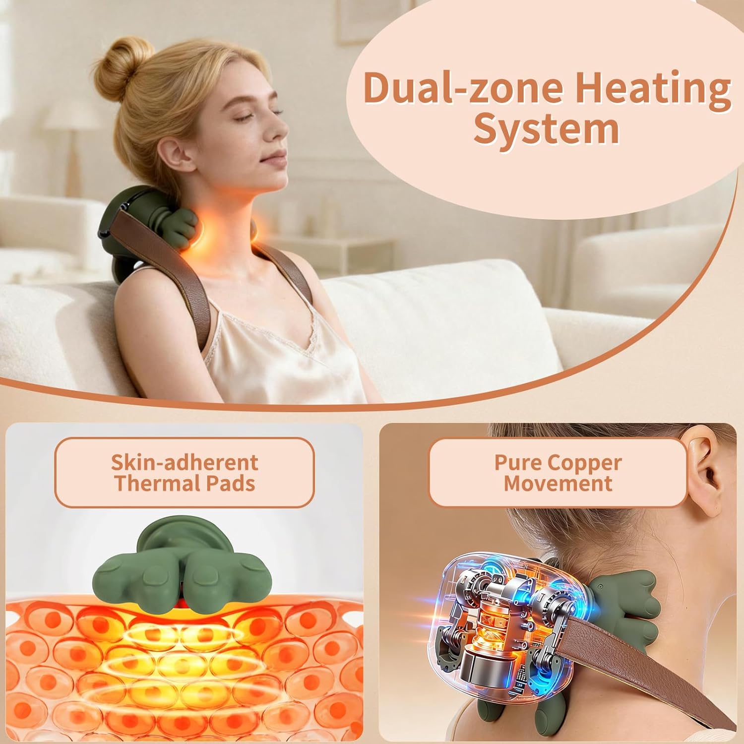 Neck Massager with Heat,Cordless Electric Shiatsu Neck and Back Massager 3 Speeds 2 Heat Settings,Portable Heated Neck Massager,4D Kneading Neck and for Muscle Relax (Green)