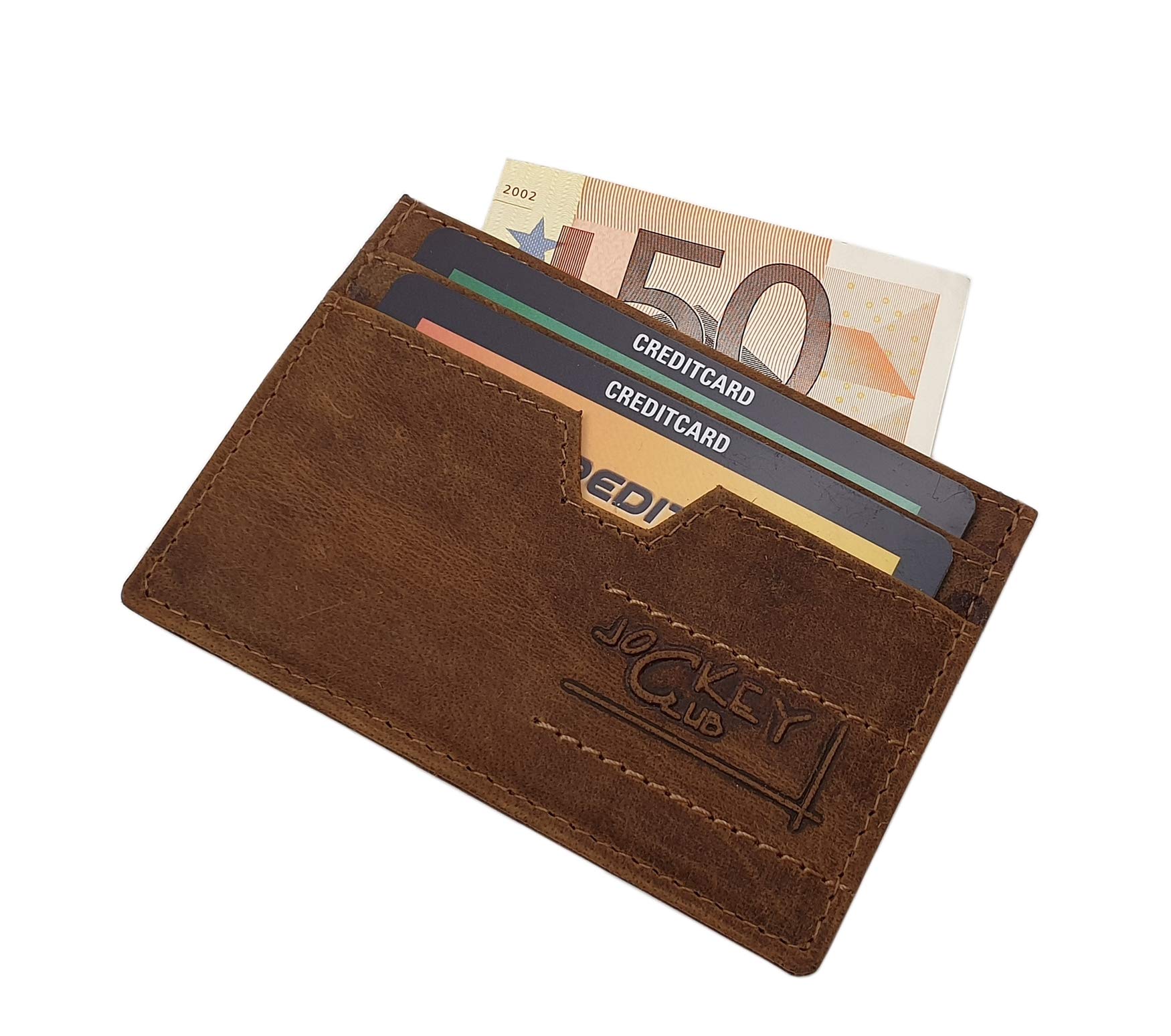 myledershop Cuero de búfalo Motero Cartera con Cadena metálica y Desmontable Tarjetero con Bloqueo RFID y NFC (Marrón)