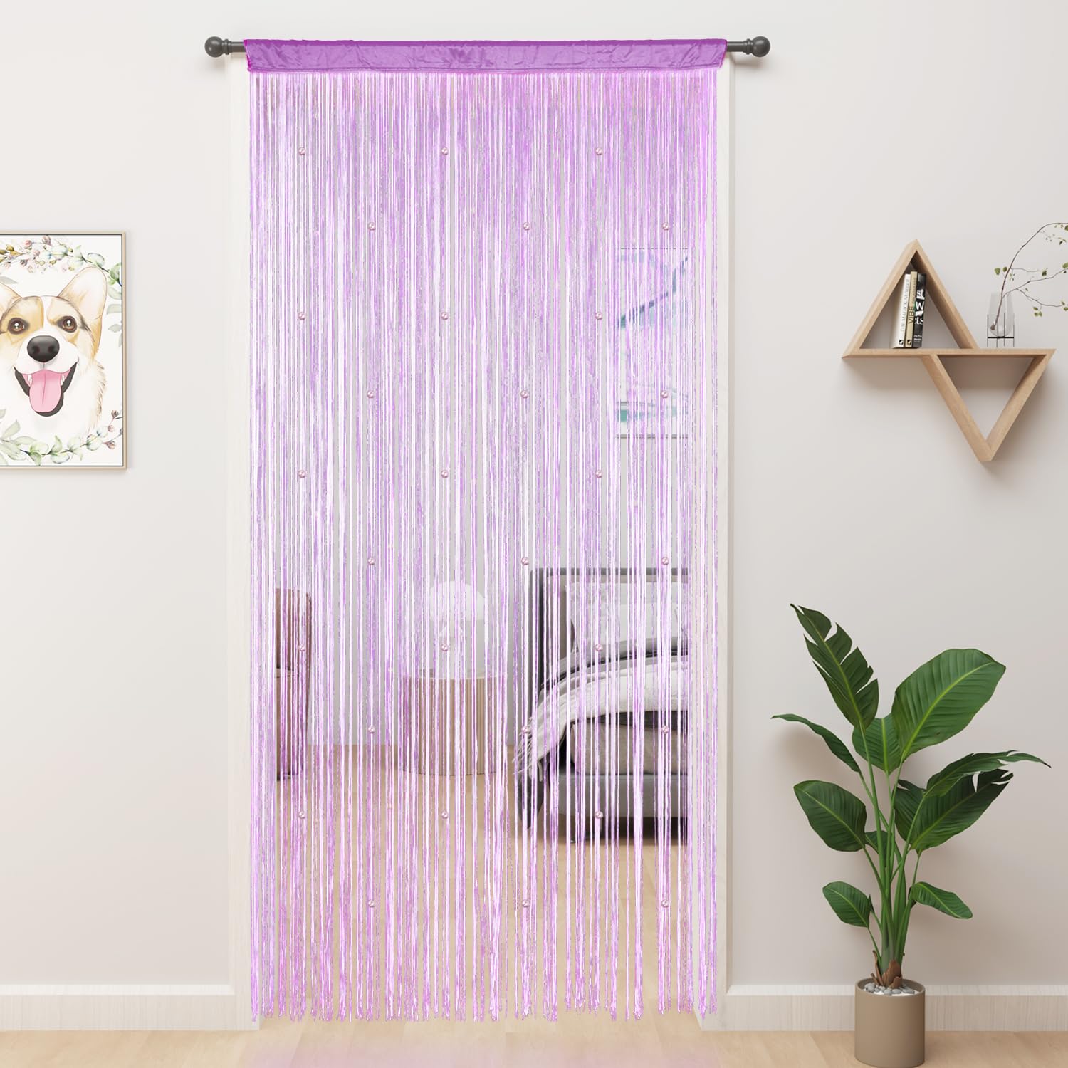 Yiibaii Purple Beaded Curtain Beaded Curtains For Doorways Crystals Suitable For Interior Hanging Decoration And Partitions Closet Curtains (, 39"X79")