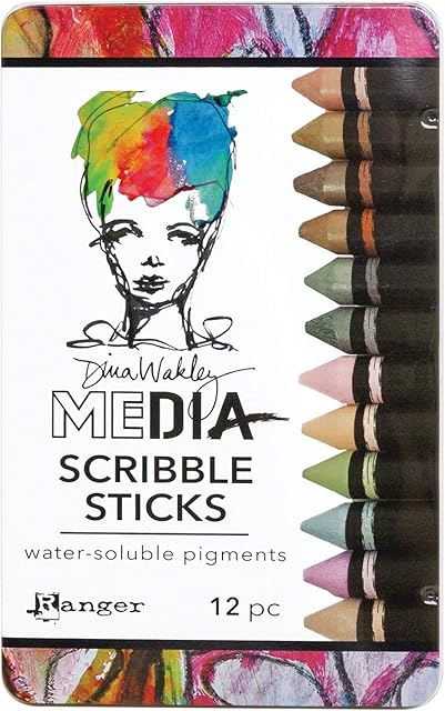 Dina Wakley Media Pigment Sticks, Multi, 12 Count (Pack of 1)