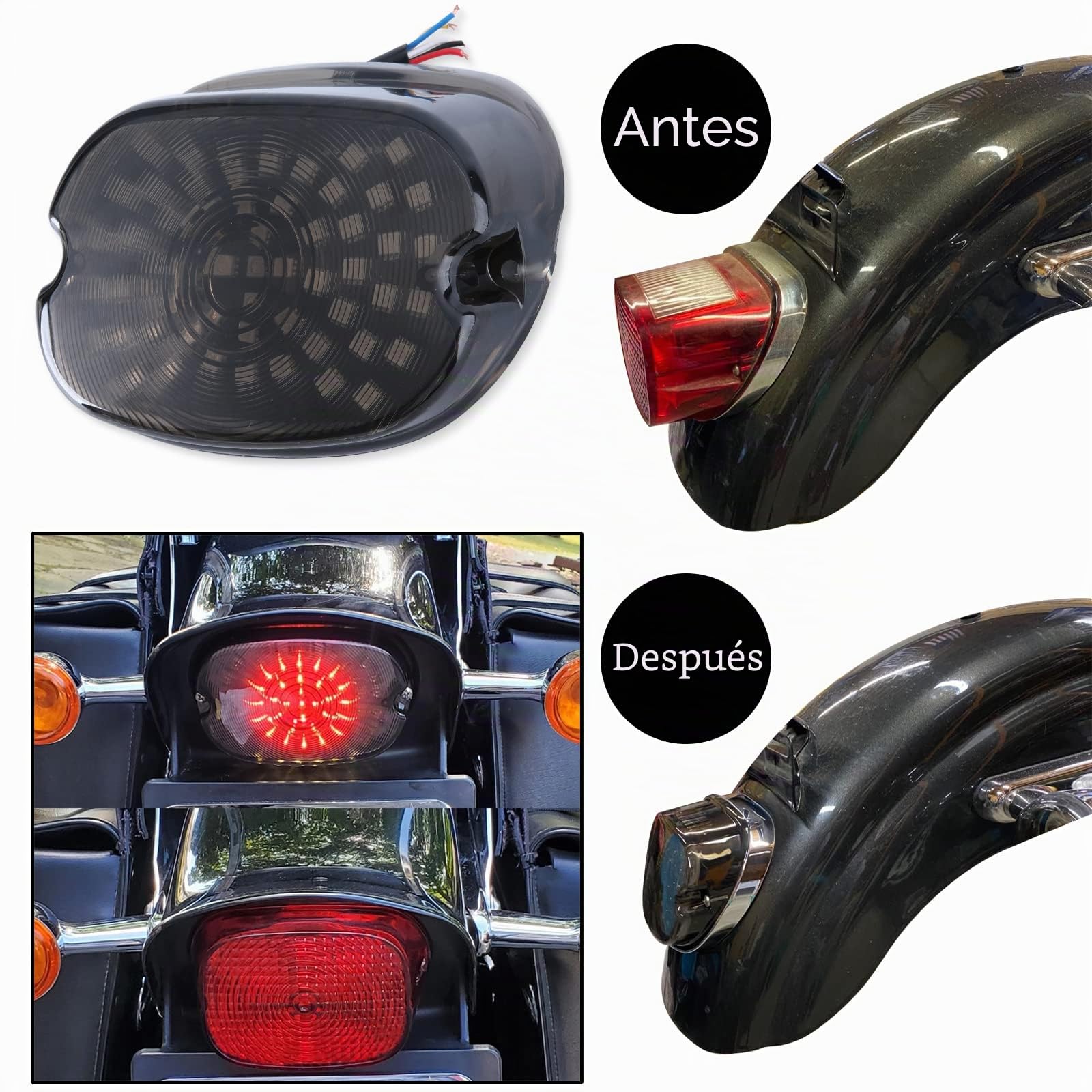 JMTBNO Luz Trasera LED para Moto Luz de Freno Luz de Señal de Giro Luces Traseras Integradas Compatible con Har-ley Dyna Sportster 883 1200 Road King Electra Glide Softail