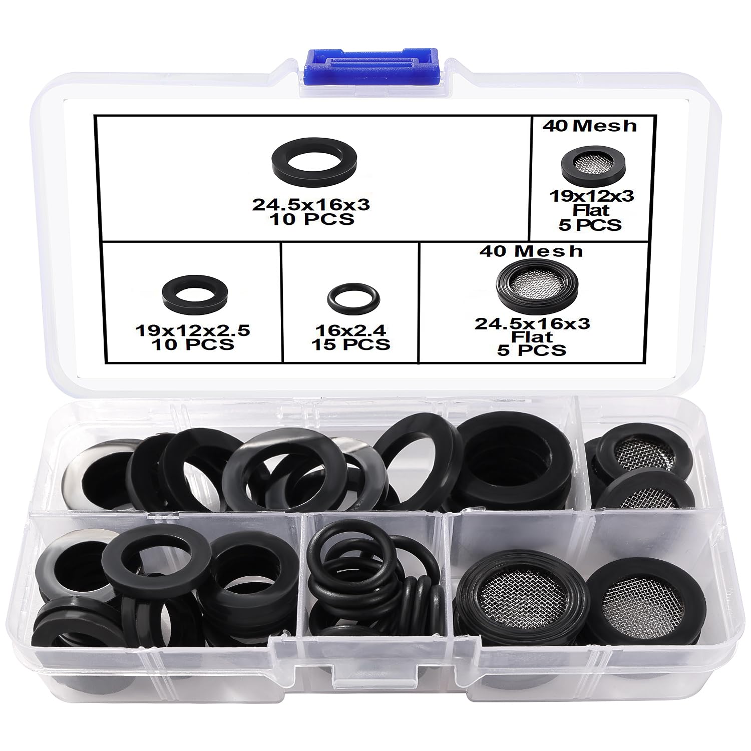 Lyeteung 45 PCS 1/2 3/4 Inch Hose Washers and Filter Mesh Washer Kit, Mesh Rubber Washers, Seal O Ring Gasket, for Water Faucet Shower Garden Plumbing
