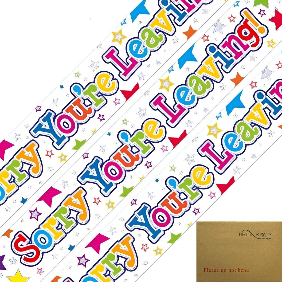 9ft Banner Sorry You're Leaving Stars Party Banner Holographic Pennant