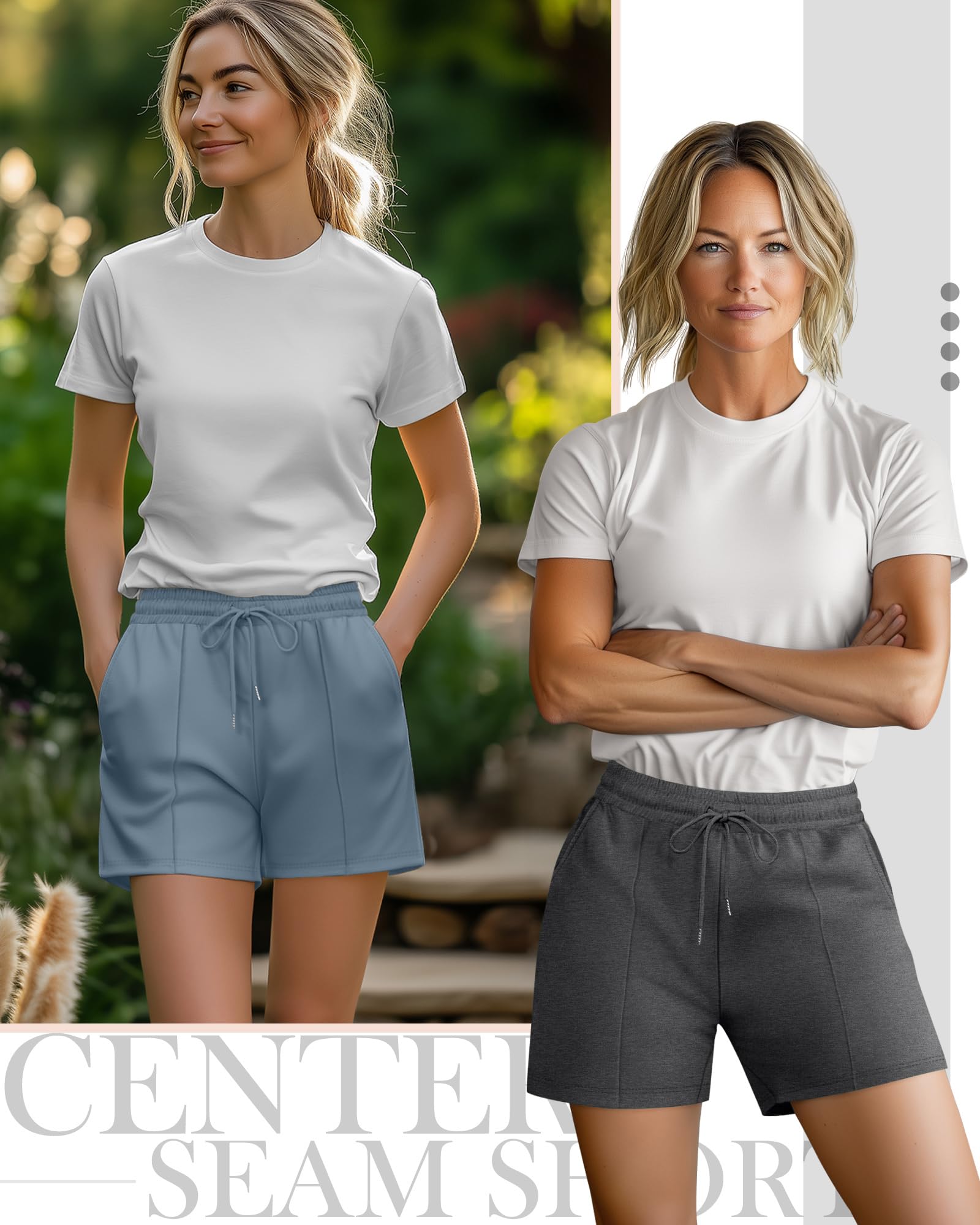 Neer Lot de 3 shorts de survêtement pour femme, short athlétique décontracté avec cordon de serrage, pantalon court d'été ample et uni avec poches