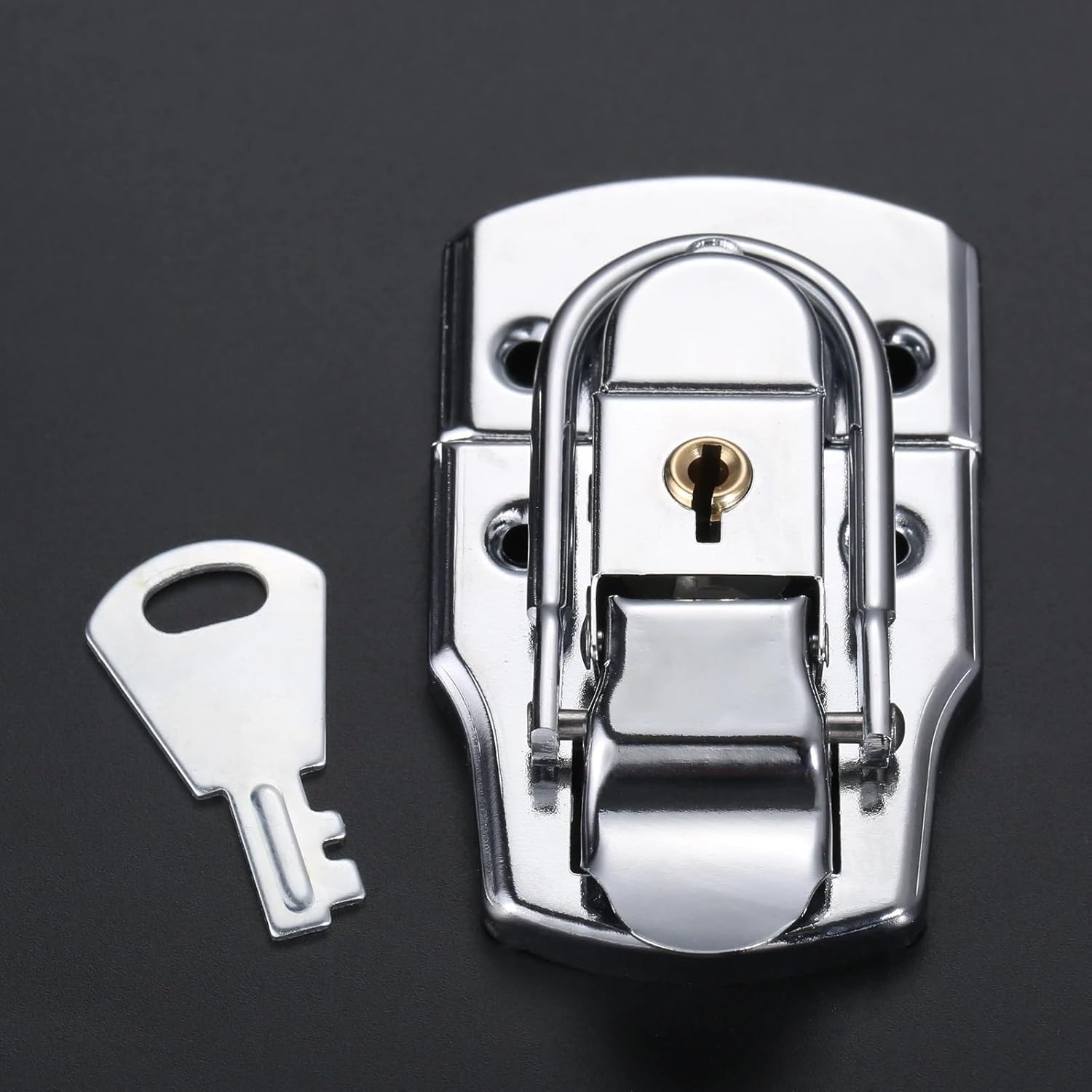 1 Set Metal Hasp Buckle for Tool Box Case 76x45mm Electric Cabinet Toggle Latch Lock with Key Suitcase Tool Locker Hardware