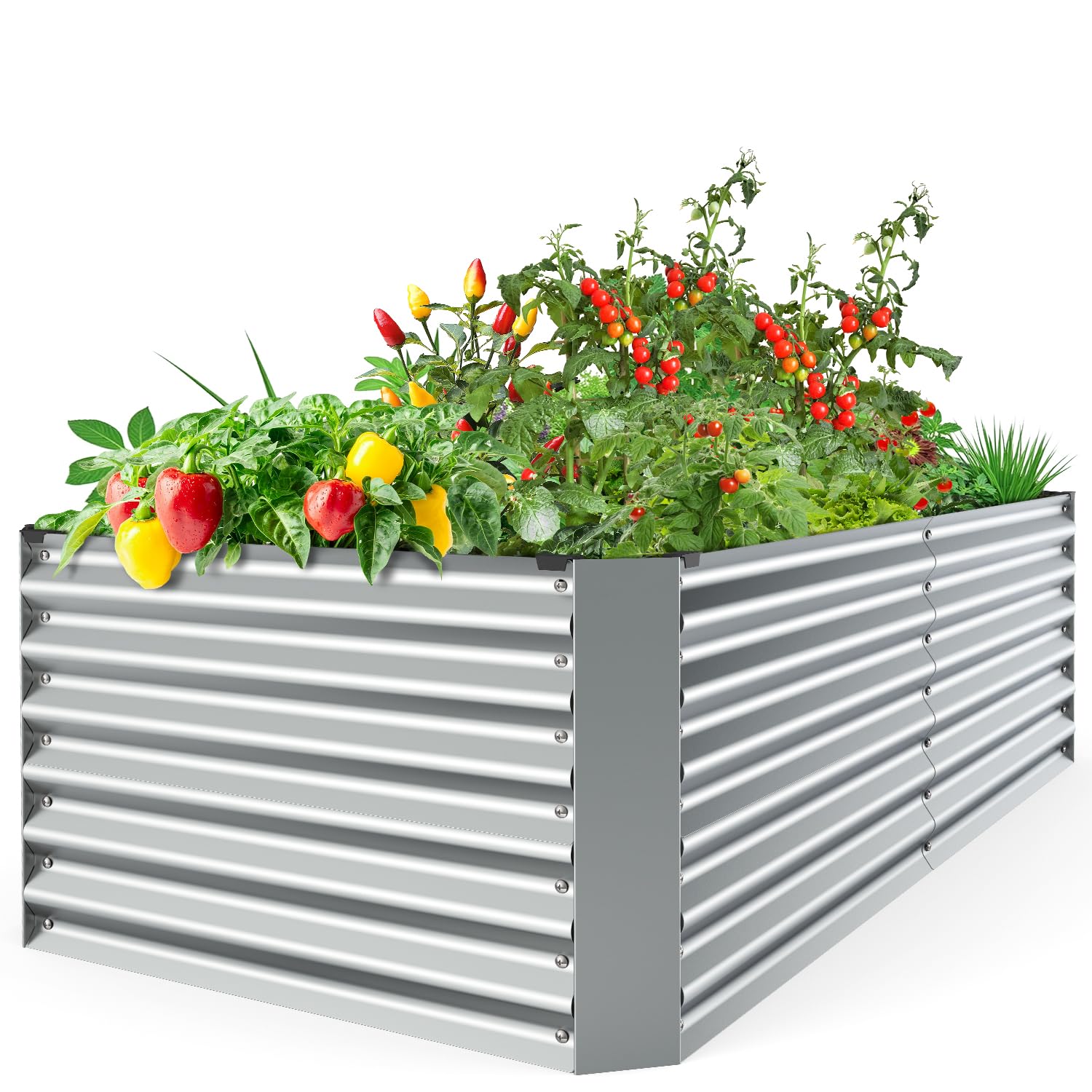 Ohuhu Jardineras Exterior Grandes 180x90x60cm para Jardín, Huerto Urbano Terraza para Plantar Todo Tipo de Vegetales, Hierbas y Flores, Maceteros Exterior Elevados de Acero