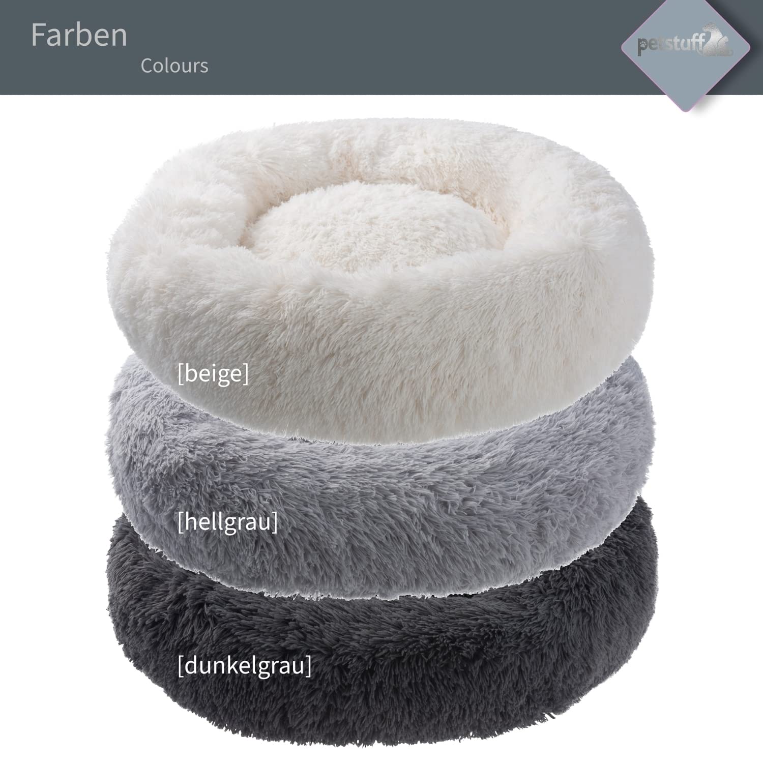 Hundebett Rund rutschfest waschbar Farb- und Größenwahl, beige, Ø 120 cm