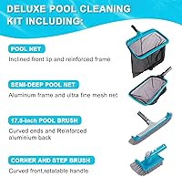 Vista 2 de Sepetrel Kit de limpieza de piscina de lujo que incluye 2 cabezales de cepillo, 2 redes de desnatador de piscina (sin poste)