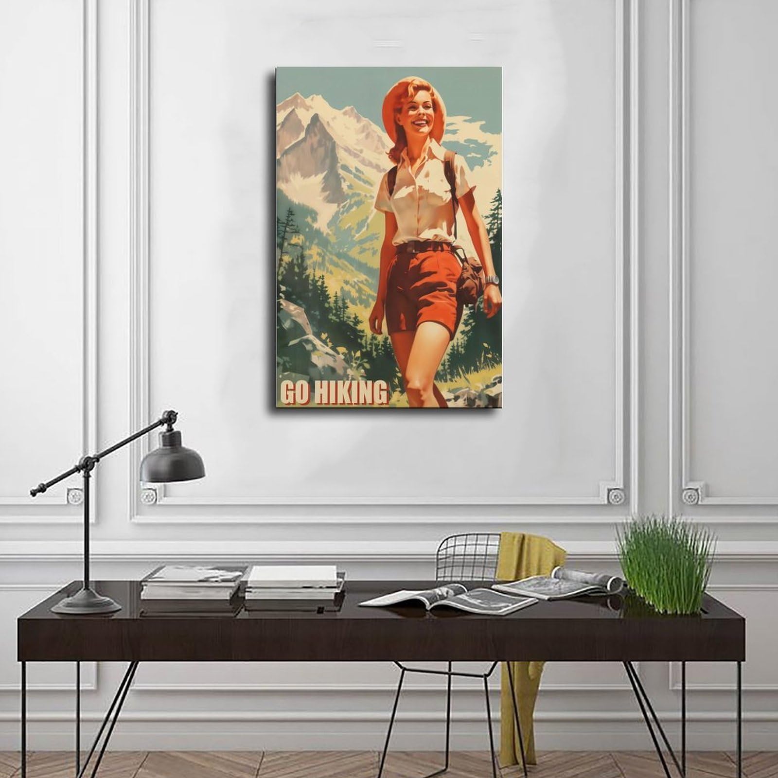 WJWART Wander-Poster im 60er-Jahre-Stil, Vintage, Camping, Leinwand, Schlafzimmer, Dekoration, Landschaftsdekoration, Geschenk, 50 x 75 cm