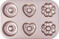 Vista 9 de Molde para Donas y Pastel, 12 Cavidades Antiadherente Anillo para Donas, Utensilios de Hornear para Horno (Oro Champán)