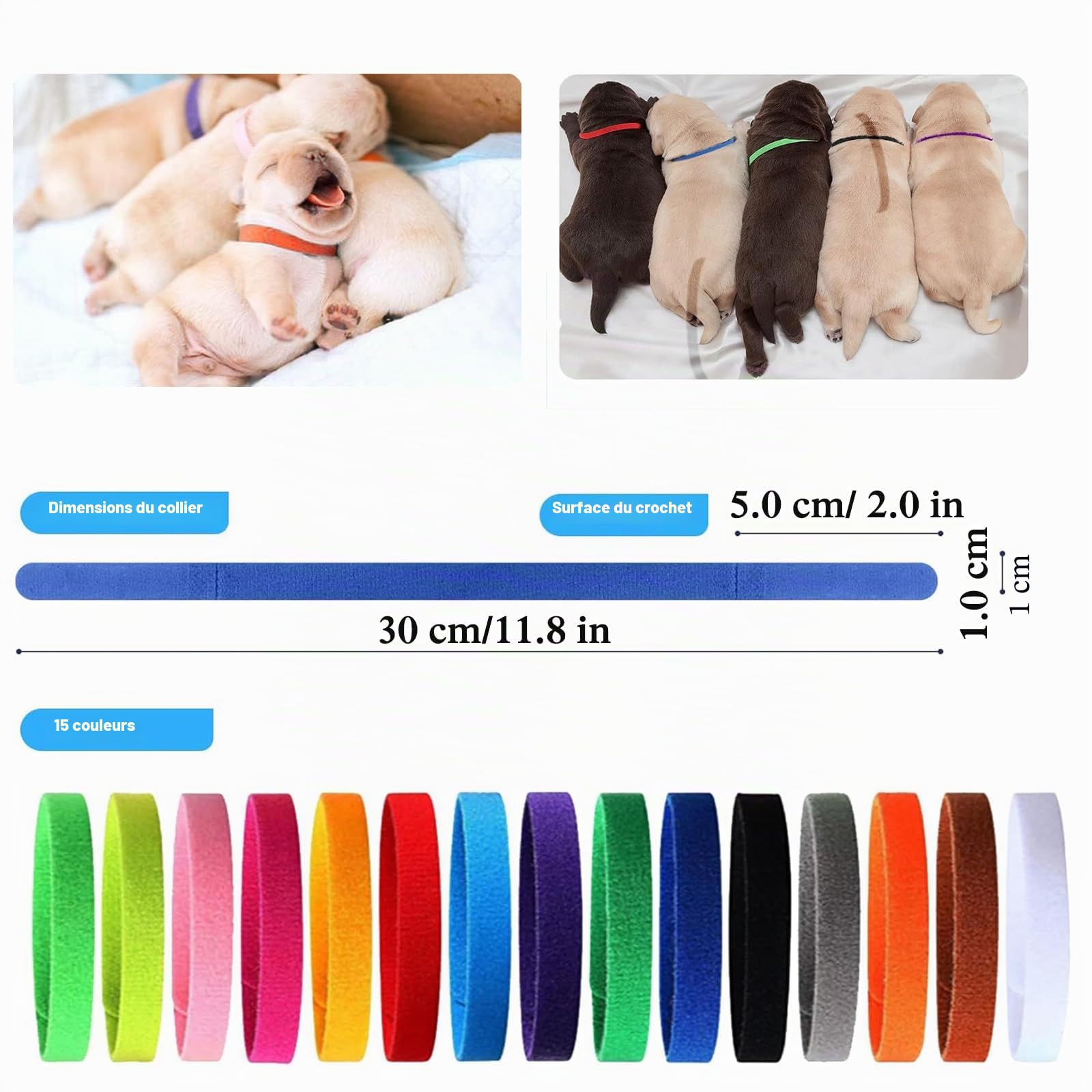 Fournitures de mise bas pour chiots et chatons, kit de mise bas pour chiots à la naissance comprenant 15 colliers d'identification, tableaux de suivi des enregistrements et plus