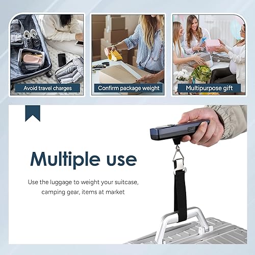 Vista 6 de travel inspira Báscula de equipaje sin batería, esenciales de viaje, báscula digital portátil de mano para maleta para accesorios de viaje, 110