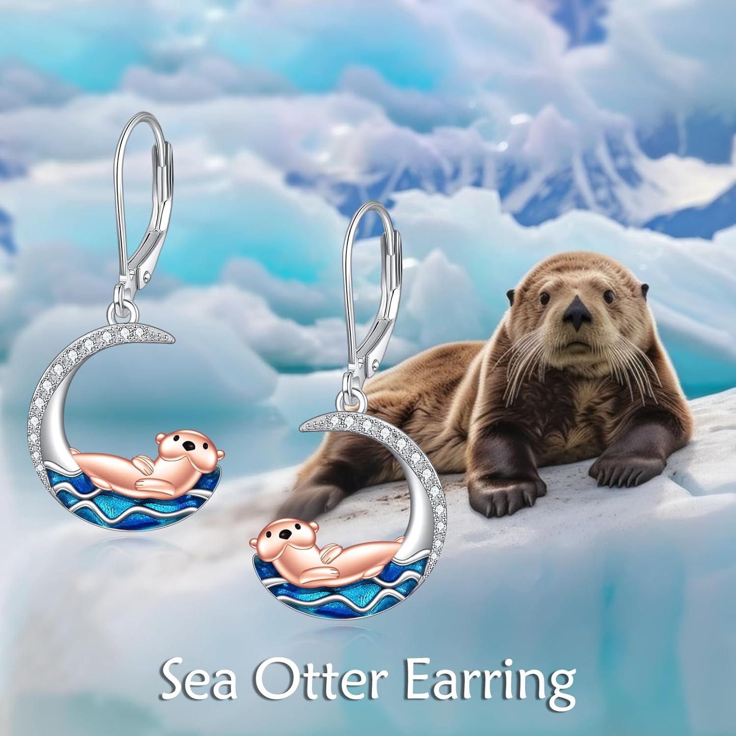 YFN Otter Gifts Sterling Silver Sea Otter Earrings Otter Jewelry for Women Otter Gifts for Otter Lovers