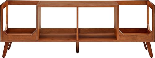 Miniatura 4 de Crosley Furniture Asheville Mid-Century Modern Media Console - Soporte para tocadiscos, almacenamiento para discos de vinilo, nogal