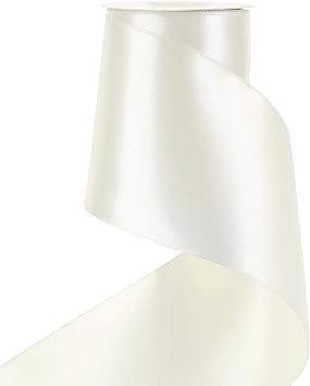HUIHUANG Ivory Satin Wired Ribbon 4 inch Wide Antique White Christmas Ribbon for Tree Decorations, Wreaths, Large Bows Making, Garlands, Gift Wrapping, Home Decor Craft- Continuous 10 Yards