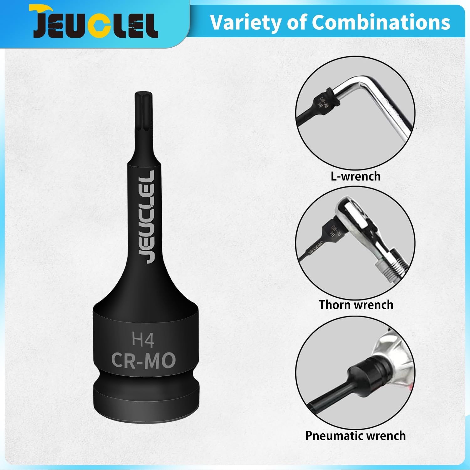 JEUCLEL 4mm Hex Impact Bit Socket, H4 1/2-Inch Impact Drive Allen Socket - Image 3