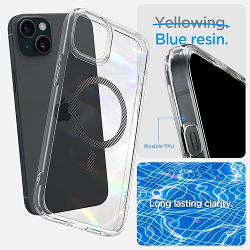 Vista 225 de Spigen Funda para iPhone 15 Pro, ultra híbrida MagFit [antiamarilleo] [compatible con Magsafe] - Fibra de carbono