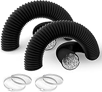 Vista 13 de HealSmart - Conducto flexible de aluminio de 6" y 2,44 metros, protección resistente de cuatro capas con 2 abrazaderas para conductos, manguera