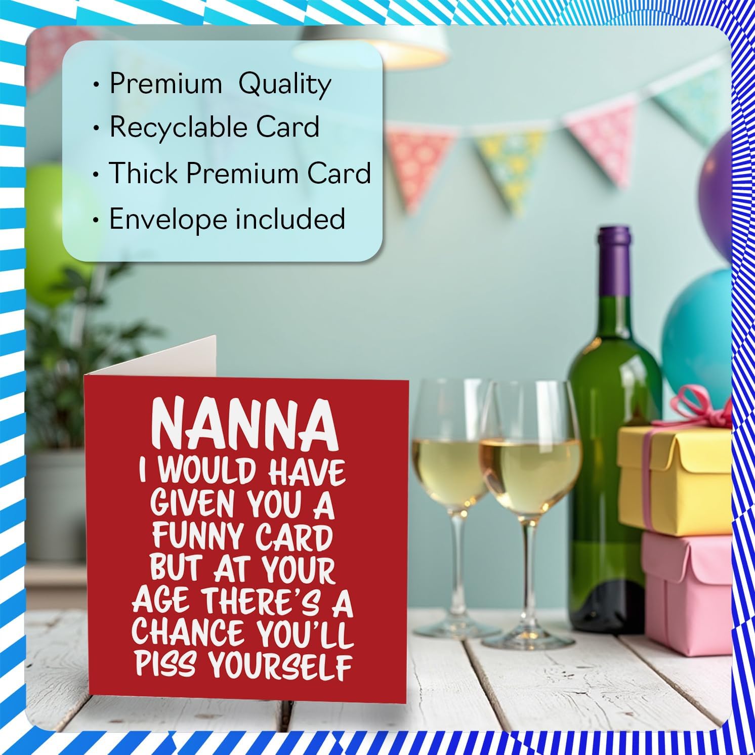 Stuff4 Rude Nana Birthday Card - P*ss Yourself - Funny Happy Birthday Card for Nana from Grandson Granddaughter, 5.7 Inch Joke Humor Bday Greeting Cards