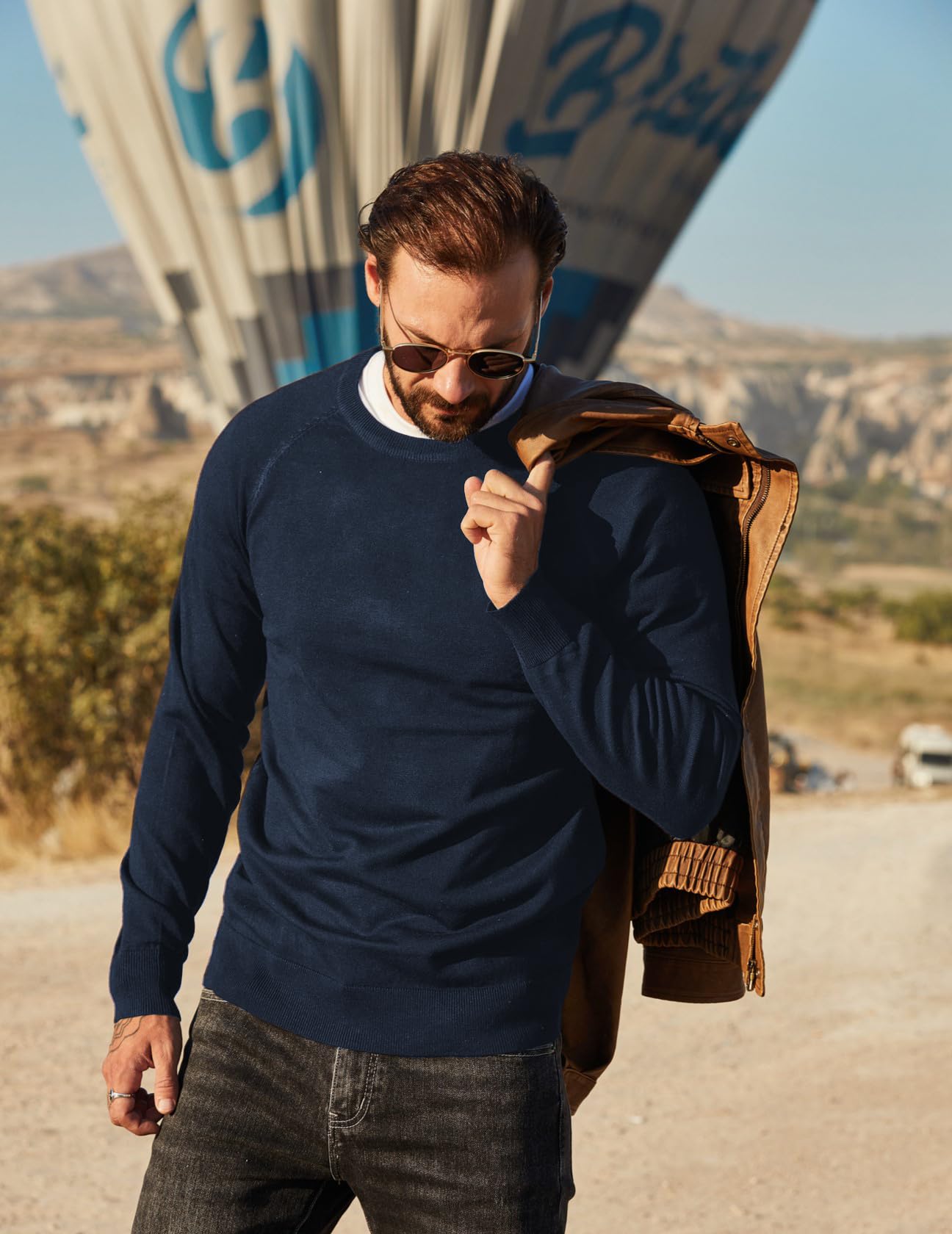 COOFANDY Maglioni per Uomo Pullover a Maglia Maglioncino Girocollo Sweater a Maniche Lunghe Caldo Maglione Lavorato a Coste