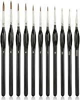 JYN-ANREN 11-Piece Detail Paint Brushes Set - Triangular Grip Fine Tip for Watercolor, Acrylic, Oil, Miniature, Nail & Model Painting