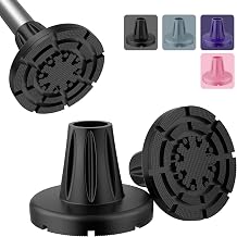 supregear Cane Tips 3/4 inch Heavy Duty, Anti-Slip Durable Rubber Tips All Terrain, Extreme Grip Replacement Feet Caps, Widen Base with Metal Insert for Seniors Elderly, 2-Pack, Black