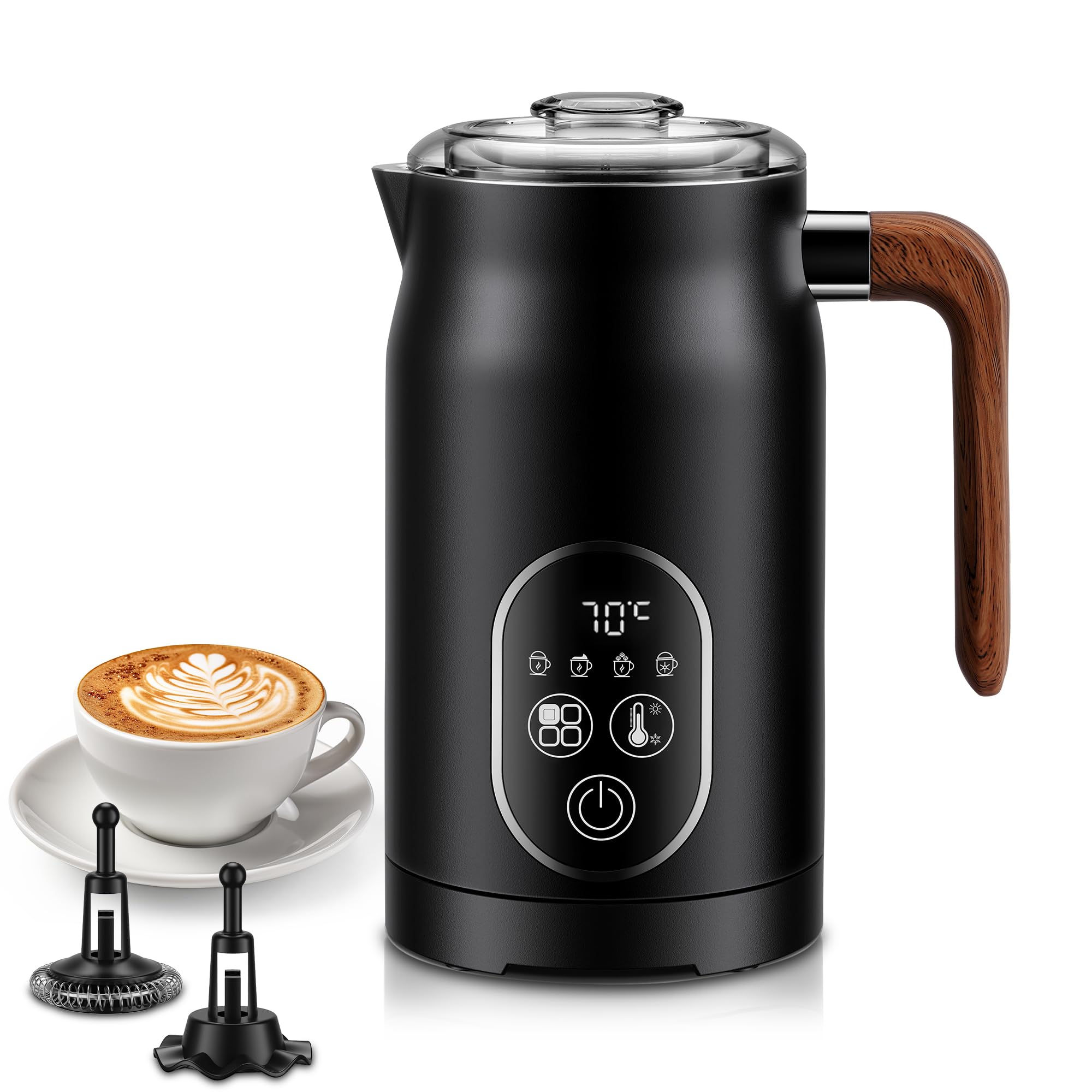 Milk Frother and Steamer 4 in 1, Milk Warmer with Temperature Control, 300 ml Automatic Milk Foamer Hot and Cold Foam for Coffee, Cappuccino, Latte, Hot Chocolate
