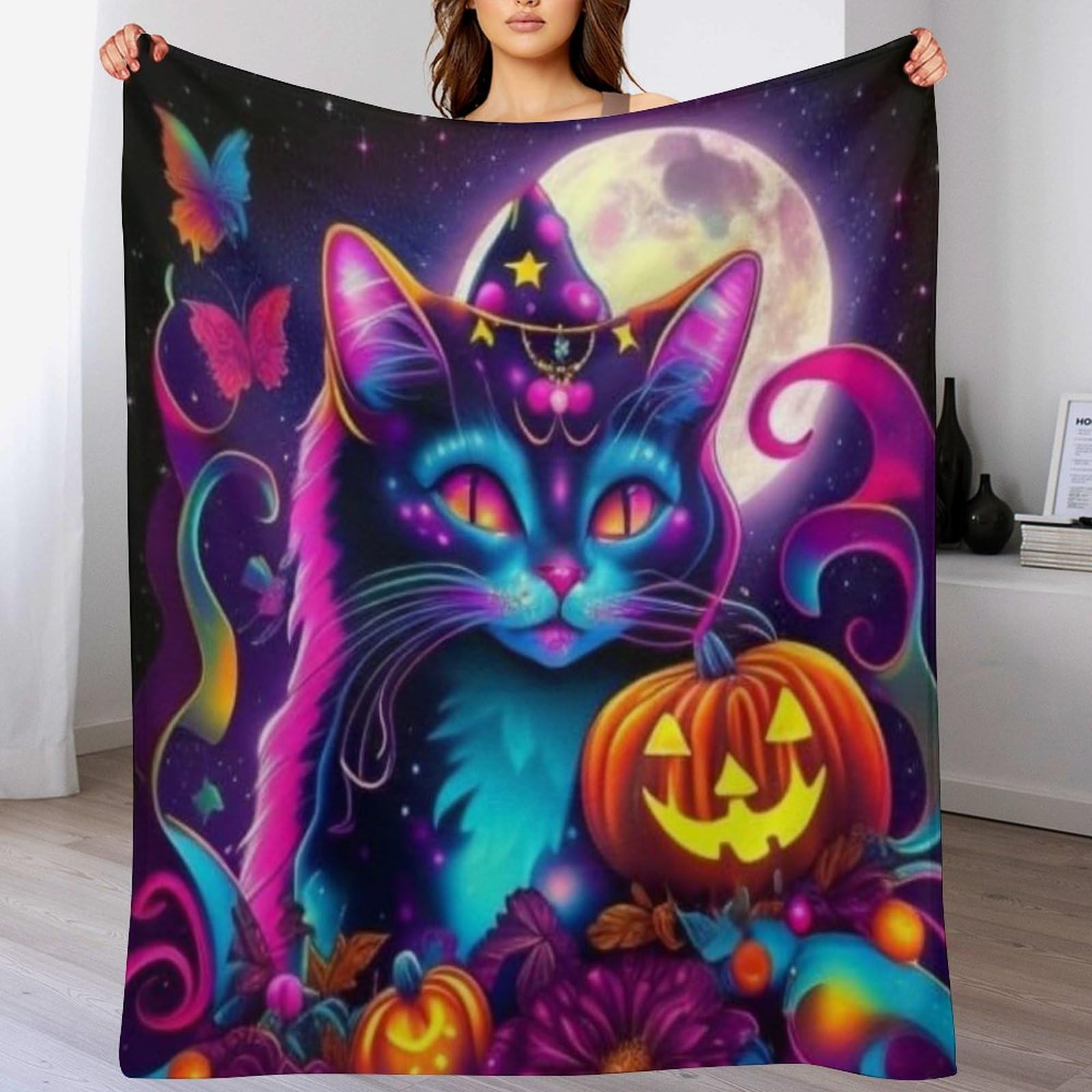 Couverture polaire d'Halloween citrouille flanelle tapis douillet jet de lit