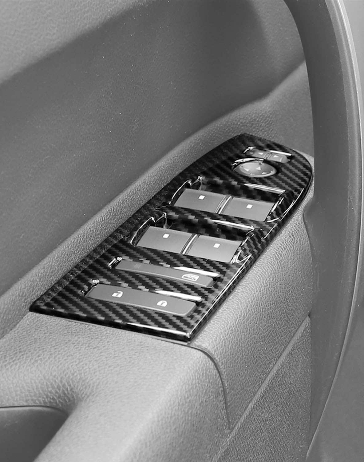 Voodonala Inner Door Window Lift Control Panel Cover Trim Compatible with Chevy Silverado & GMC-Sierra 2007-2013, Carbon Fiber