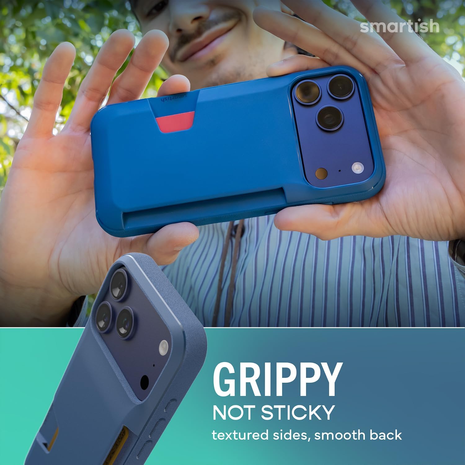 Smartish® iPhone 17 Pro Max Wallet Case - Wallet Slayer Vol. 1 [Slim + Protective] Credit Card Holder - Drop Tested Flip Hidden Card Slot Cover for Apple iPhone 17 Pro Max - Blues on The Green - Image 7