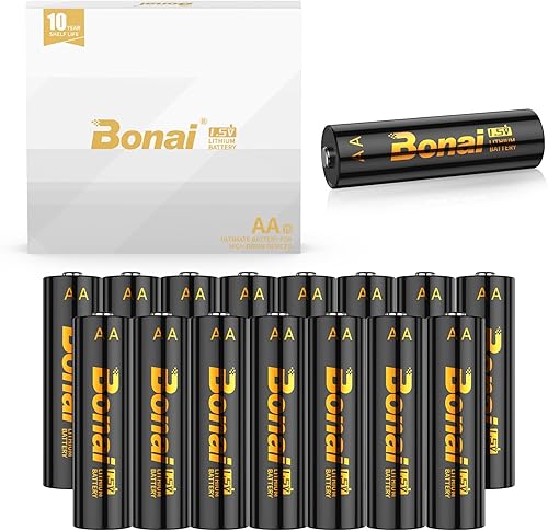 Miniatura 8 de BONAI Paquete de 16 baterías de litio AA  3500mAh 1.5V Ultra duradera, 10 años de vida útil, a prueba de fugas y rango de funcionamiento de -40 F a