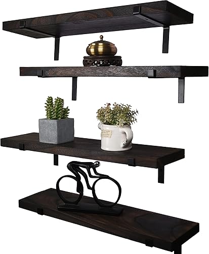 HXSWY Estantes flotantes de madera rústica para decoración de pared, estante de pared de madera para baño, cocina, dormitorio, sala de estar, juego HXSWY Estantes flotantes de madera rústica para decoración de pared, estante de pared de madera para baño, cocina, dormitorio, sala de estar, juego