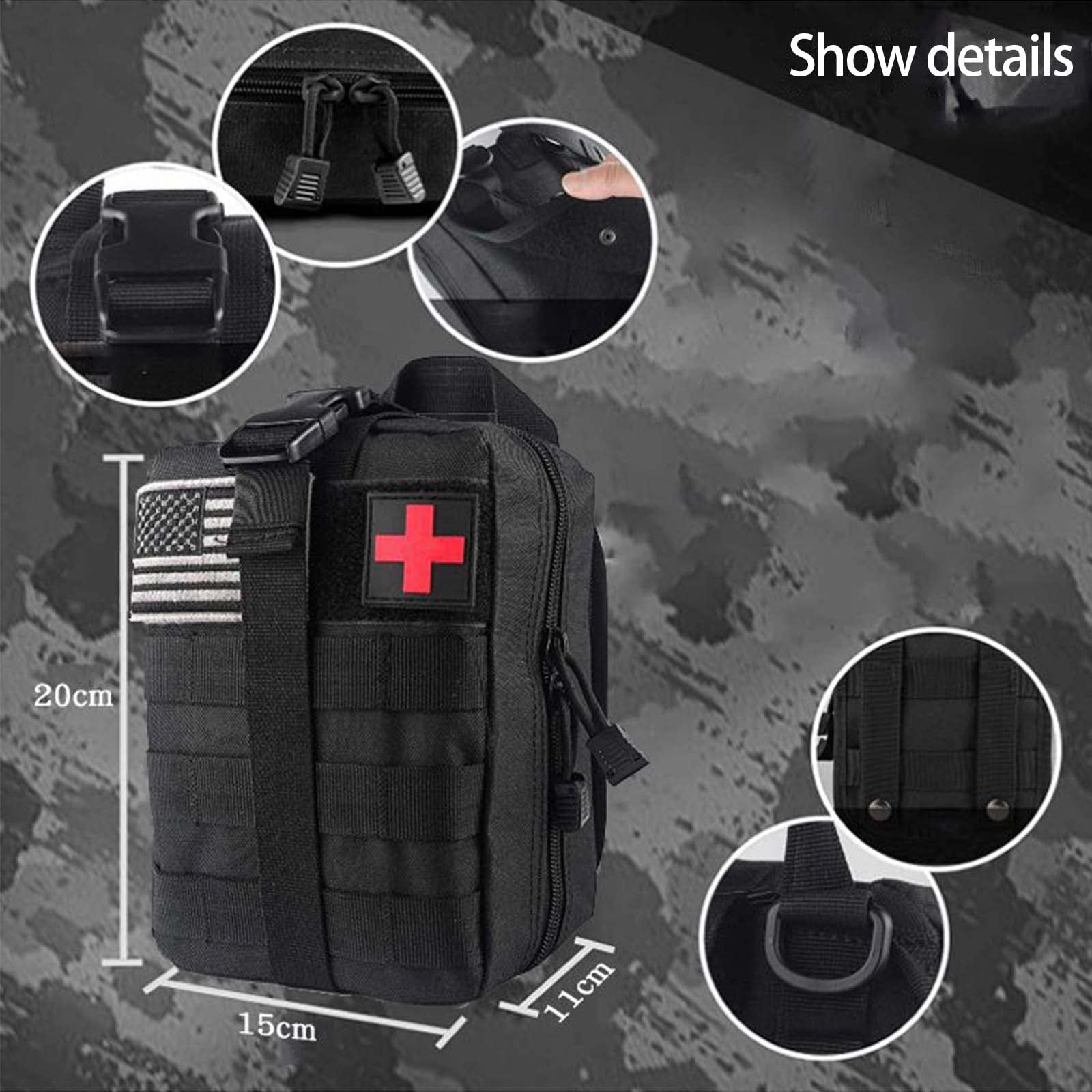 Kit de Primeros Auxilios, Emergencia Equipos de Supervivencia, TáCtico Trauma Militar Kit de Primeros Auxilios, Kit TáCtico de Emergencia, Torniquete de TransmisióN,Negro
