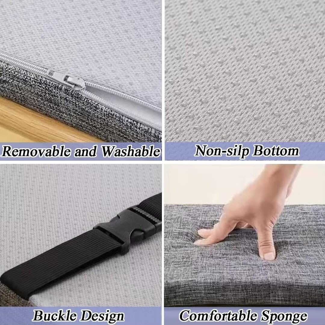 Cojín Grueso De Algodón para Banco para Jardín Cuadrado para Silla Asiento Suave para Taburete Grande Acolchado Cojin para Jardin Tamaño Personalizado Cojines Bancos(Gris Oscuro,45x145 cm)