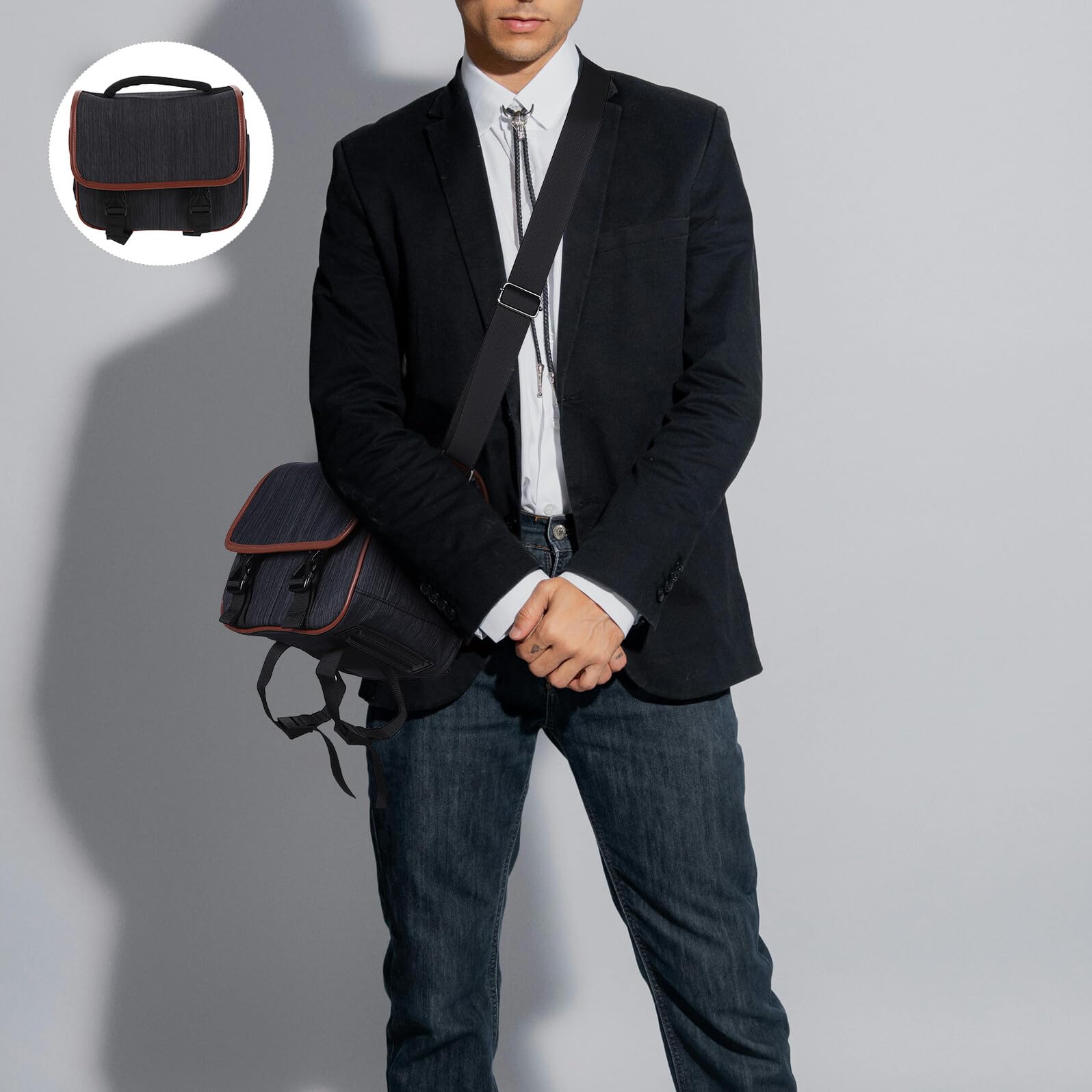 POPETPOP Borsa Tracolla per Fotocamera Digitale Reflex Mirrorless Borsa per Trasporto Obiettivi Accessori Nylon Resistente Tasche Interne Organizzazione Efficiente