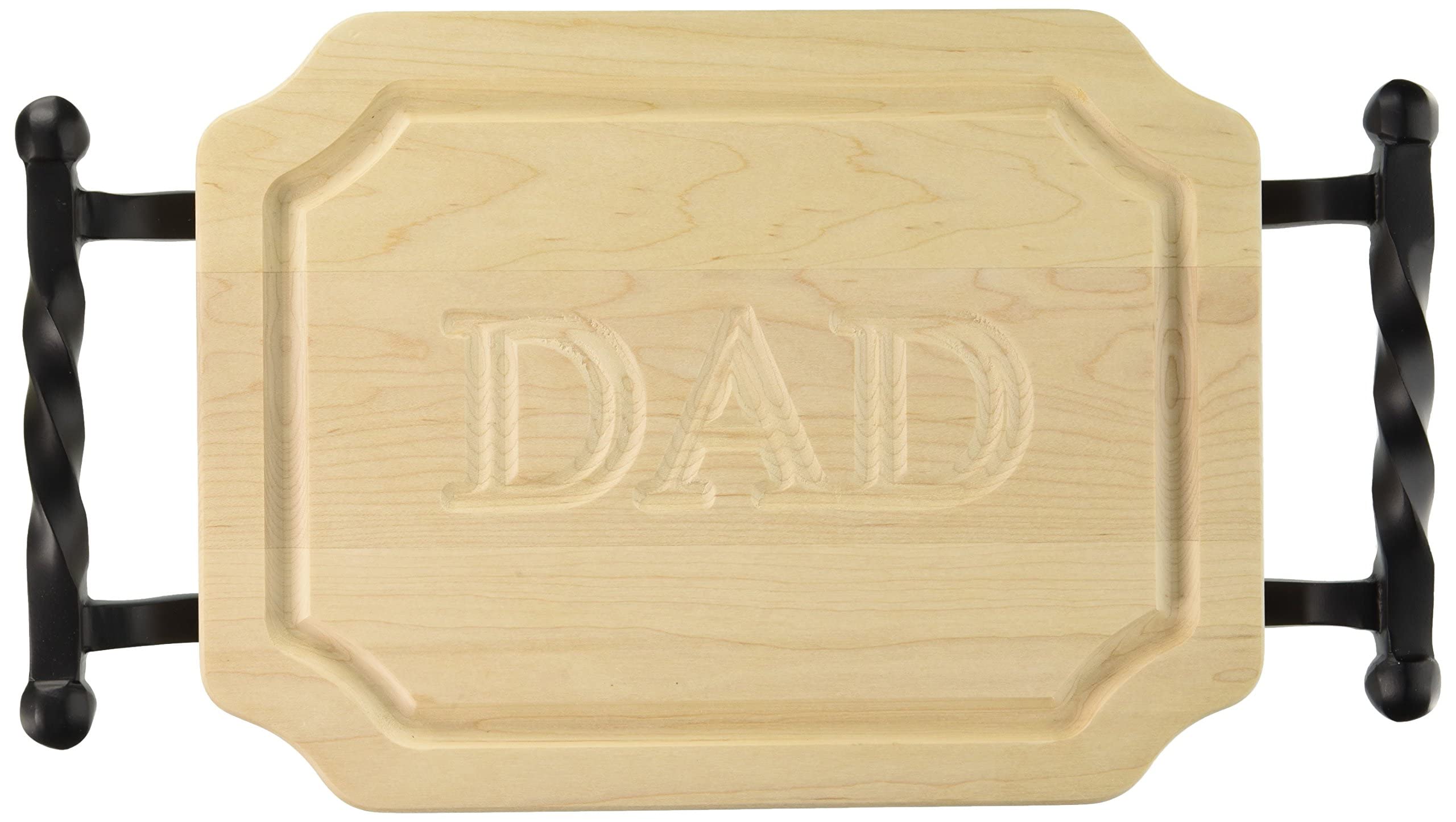 GlobalNiche® 300-STWB-DAD Bar/Cheese Board with Twisted Ball Handle with Scalloped Corners, 9-Inch by 12-Inch by 0.75-Inch, Monogrammed"DAD", Maple