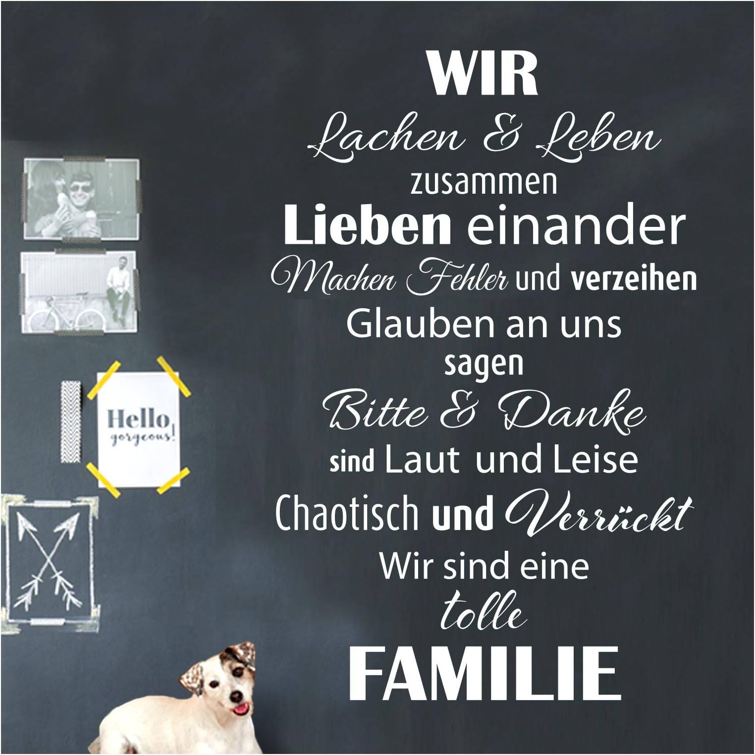 Wandaro W3456 Wall Tattoo Saying "Wir sind eine tolle Familie. " I White 58 x 90 cm I Hallway Living Room Sticker Self-Adhesive Wall Sticker