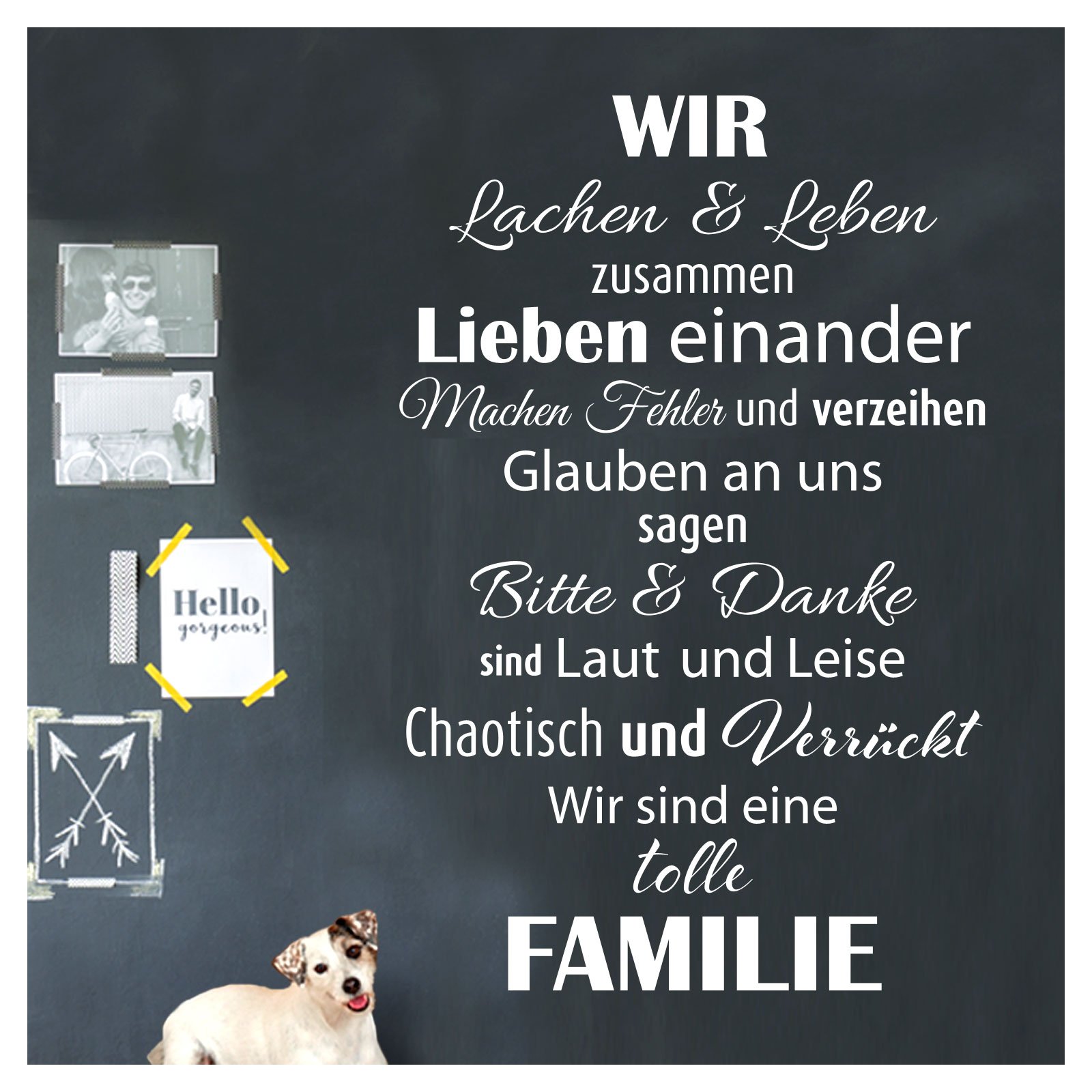 Wandaro W3456 Wall Tattoo Saying "Wir sind eine tolle Familie. " I White 58 x 90 cm I Hallway Living Room Sticker Self-Adhesive Wall Sticker