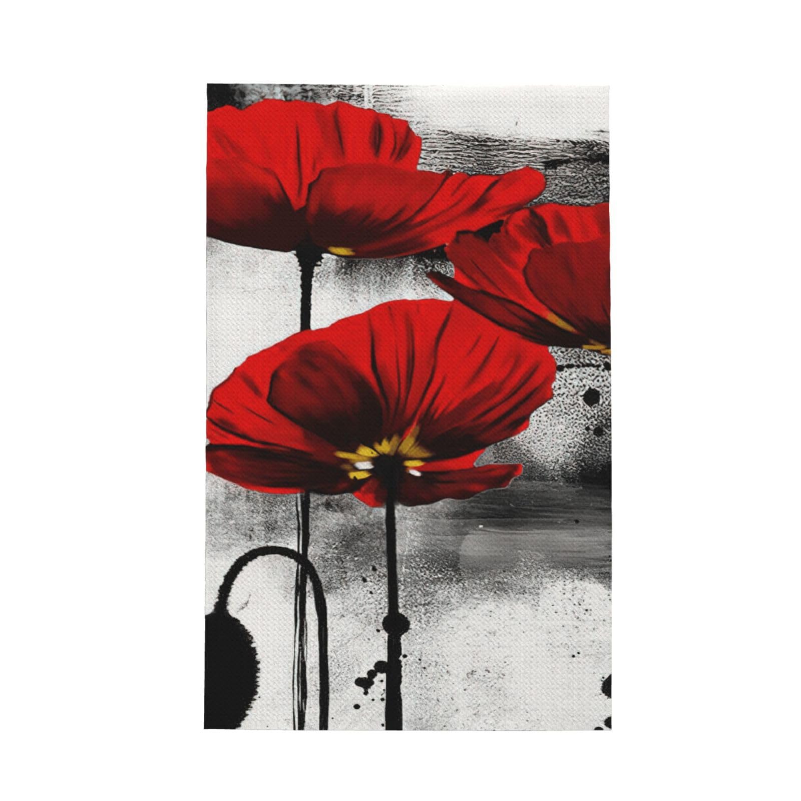 Uusnwaa Beautiful Poppy Flower Ink Printed Waffle Microfiber Kitchen Towels