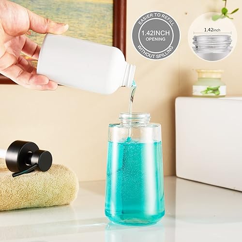 Miniatura 5 de Doiliese Dispensador de jabón, dispensador de jabón de vidrio transparente con bomba a prueba de óxido, bomba de jabón líquido de 16 onzas con