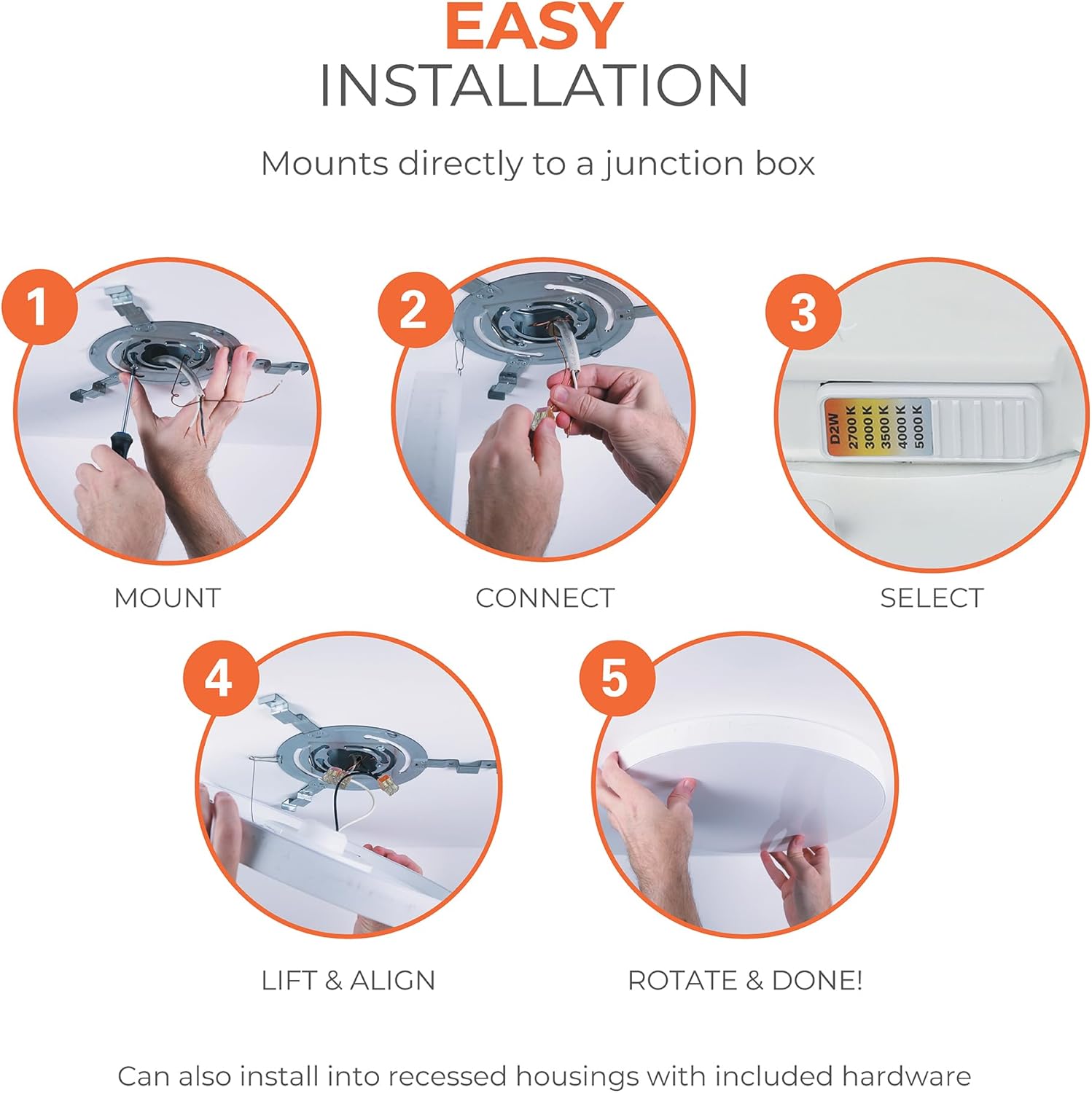 HALO SMX 14-Inch Edgeless Surface Mount LED Downlight w/Selectable Lumens, Color Temperatures, Dimming - Round - SMX14RLSFSD2W
