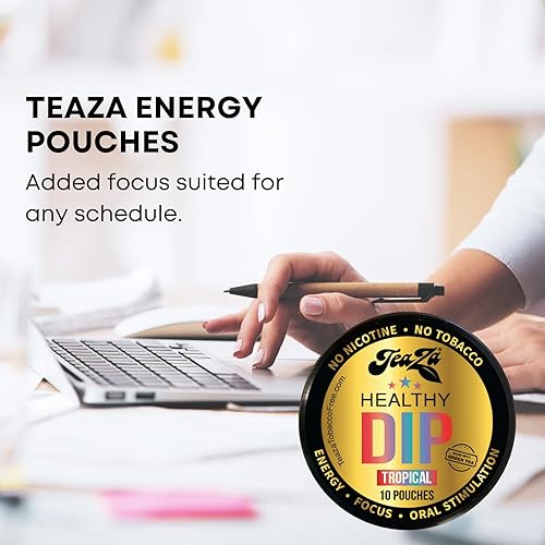 Miniatura 5 de TeaZA Energy Pouches - Sin nicotina, tabaco alternativo sin humo y masticación saludable con sabores de frutas, piña, mango, cítricos (tropical,