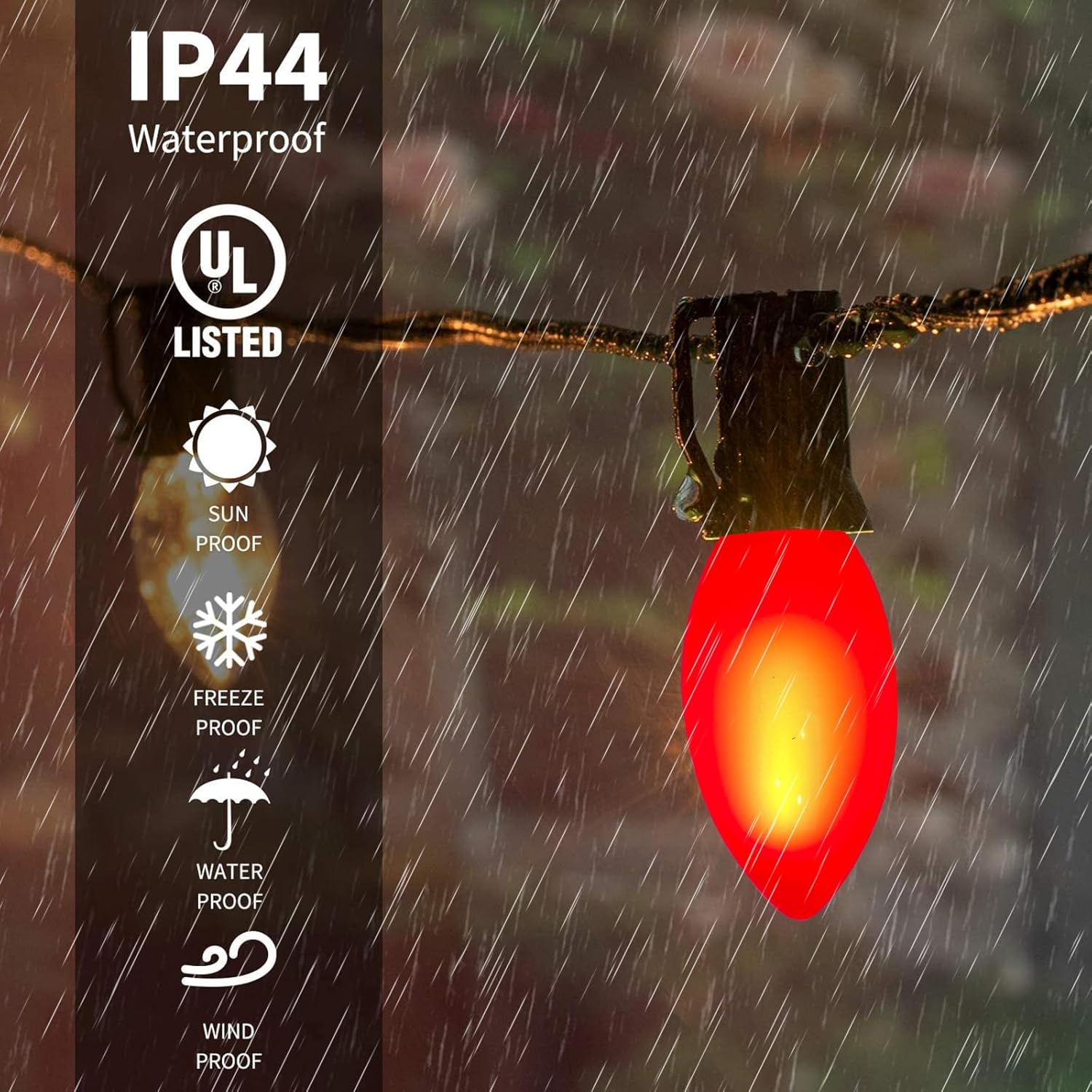 GOOTHY 25 Pack C9 LED Red Christmas Lights Bulbs, 0.6W Shatterproof Red C9 Replacment Bulbs for Christmas Outdoor Patio String Lights, LED E17 Base Bulb, Night Light Bulbs, Dimmable