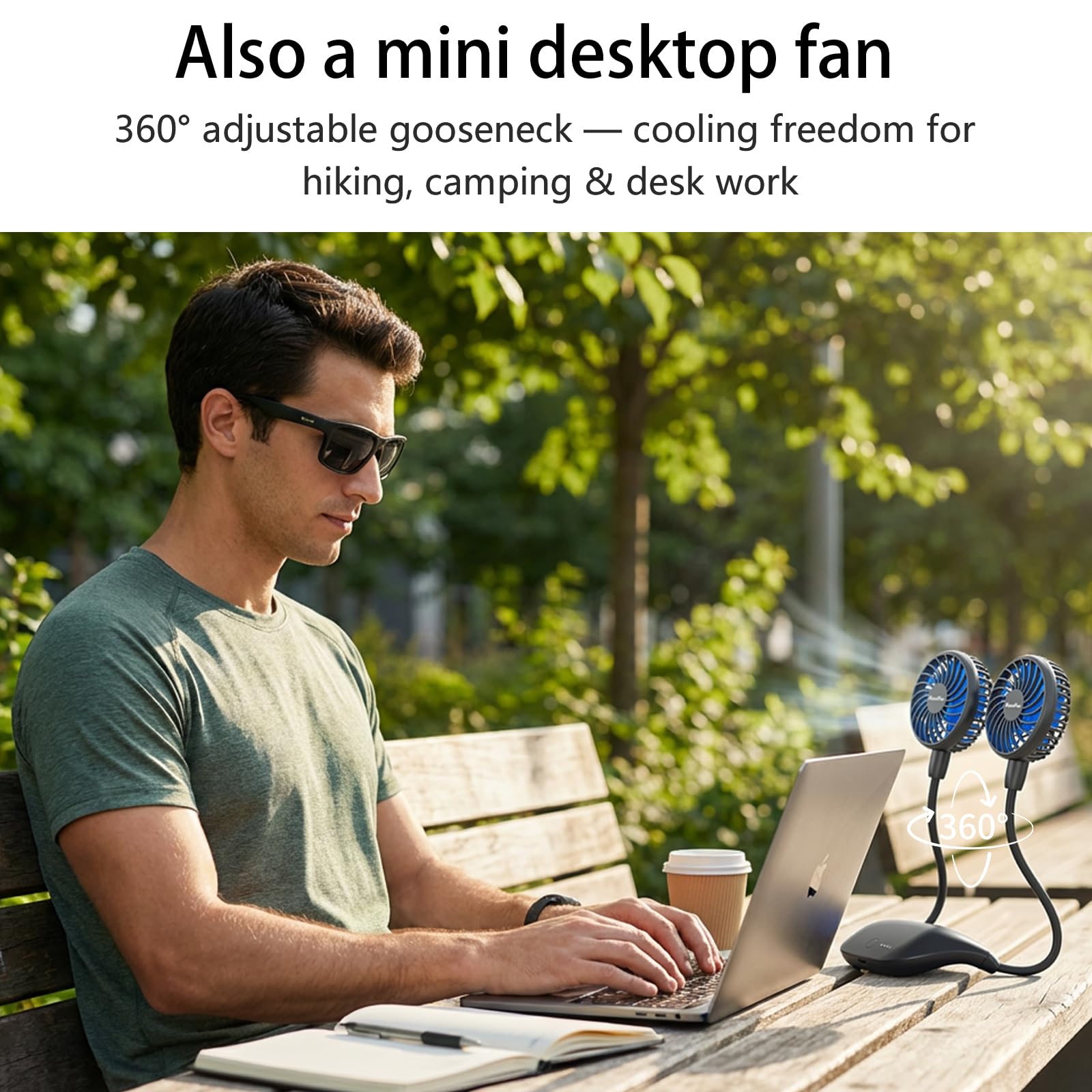 HandFan 10000mAh Ventilateur de Cou Portable,Petit Ventilateur de Bureau 48 hrs Temps Travail,USB Rechargeable 6 Vitesses, pour l'extérieur Camping Office Room