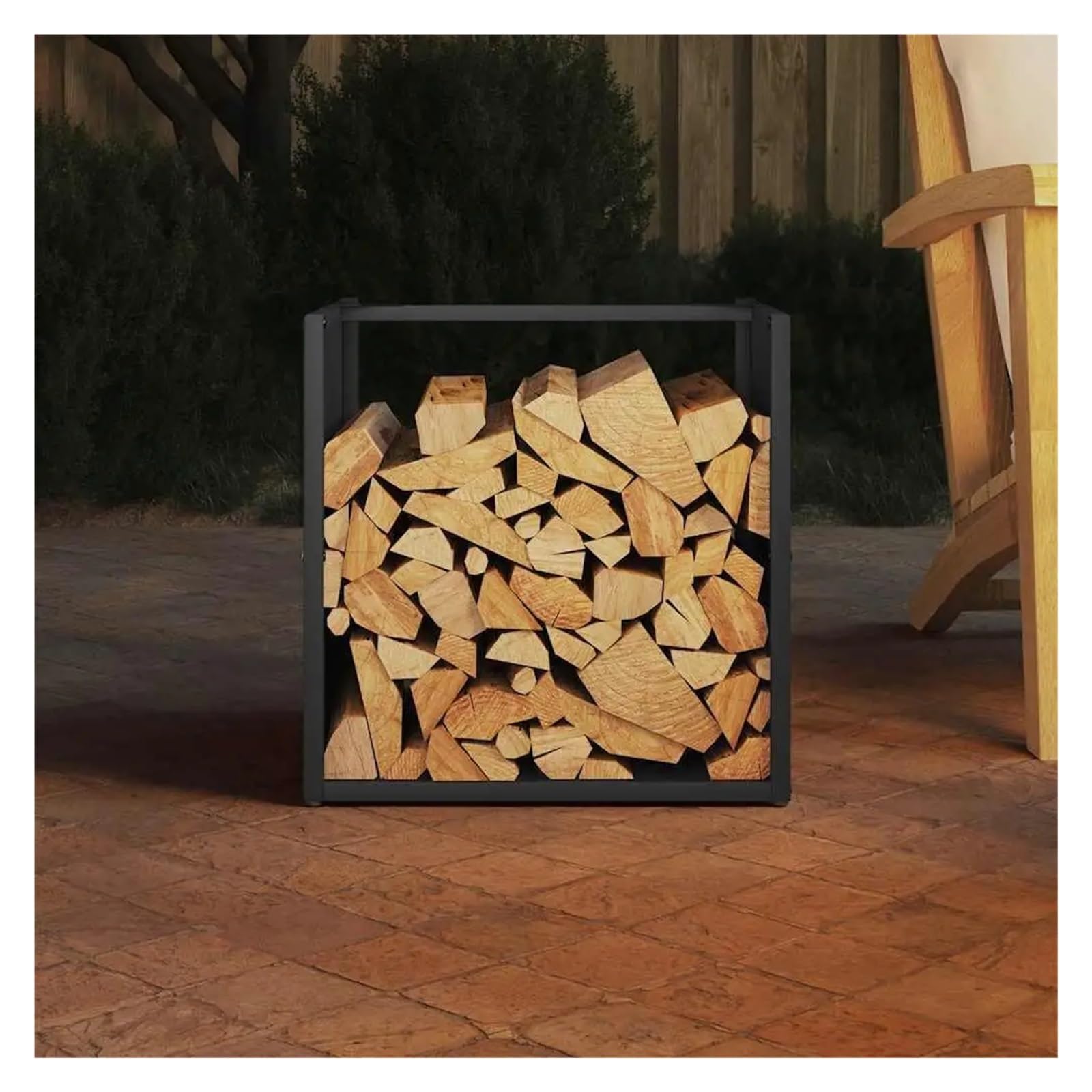Porta legna Portalegna nero 40x40x40 cm - Soluzione di stoccaggio durevole in acciaio laminato a freddo
