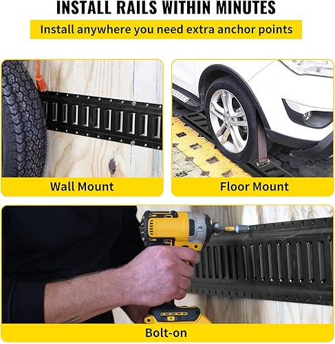 Miniatura 6 de VEVOR Riel de amarre E-Track, rieles de acero de 5 pies, 4 piezas, ranuras estándar de 1 pulgada x 2.5 pulgadas compatibles con juntas tóricas y