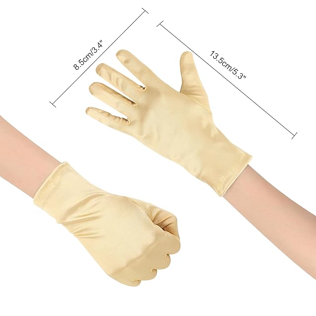 Foto 2 de 7 de ZTVOWTO 1 Par de Guantes Cortos de Satén para Mujer, Guantes de Ópera para Fiestas de Té, Banquetes, Fiestas