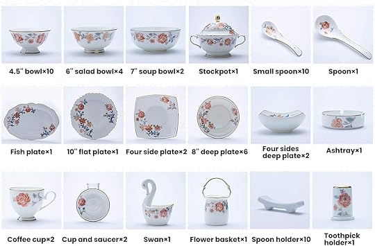 Tabletop Dinner Setskitchen Tableware Set,Ceramics Dinner Sets,58 Pieces High-Grade Bone China Dinnerware Set